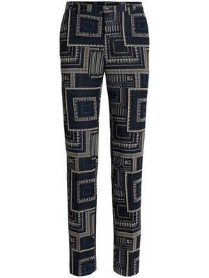 ETRO graphic-print tailored trousers - Blue