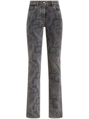 ETRO high-rise paisley-print straight-leg jeans - Grey
