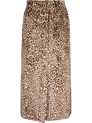 ETRO high-waisted leopard-print skirt - Neutrals