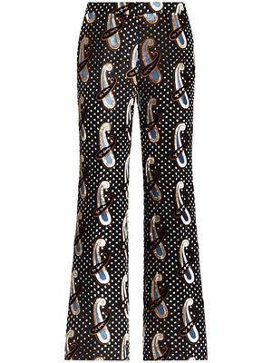 ETRO high-waisted paisley-print flared trousers - Black
