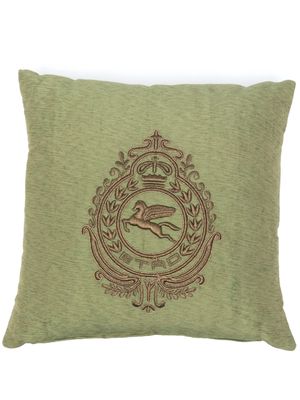 ETRO HOME embroidered-heraldic-crest cushion - Green