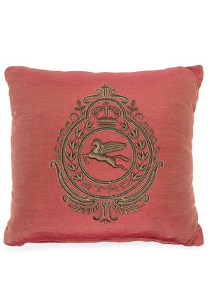 ETRO HOME embroidered-heraldic-crest cushion
