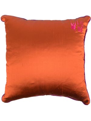 ETRO HOME embroidered-logo silk cushion - Orange