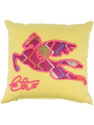 ETRO HOME embroidered-motif cotton cushion - Green