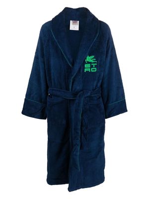ETRO HOME embroidered-motif cotton robe - Blue