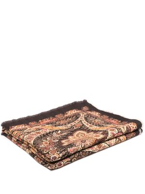 ETRO HOME floral paisley-pattern wool blanket - Brown