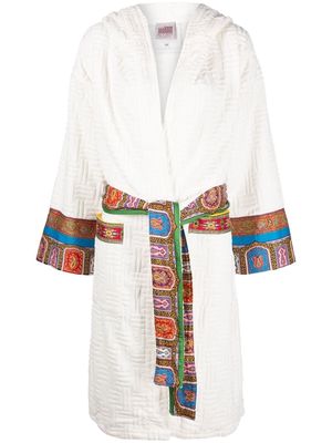 ETRO HOME jacquard-logo paisley-trim robe - White