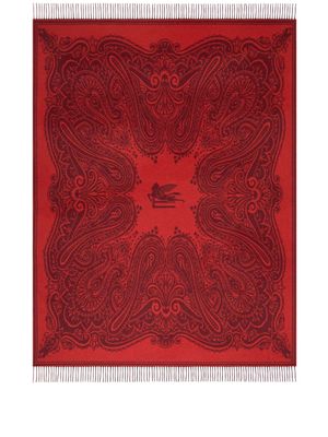 ETRO HOME jacquard wool-blend throw blanket - Red