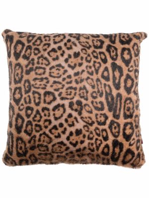 ETRO HOME leopard print faux fur cushion - Brown
