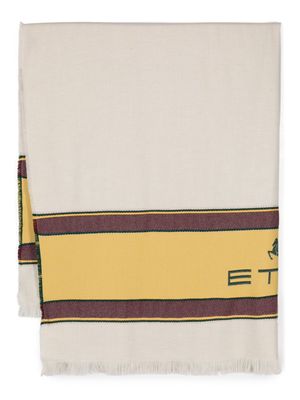 ETRO HOME logo-jacquard striped throw blanket - Neutrals