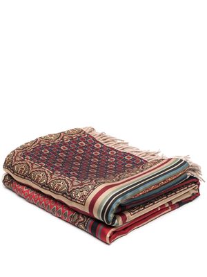ETRO HOME mix-print frayed-trim blanket - Red