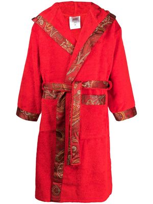 ETRO HOME paisley-trim cotton robe - Red