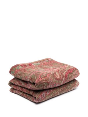 ETRO HOME plaid paisley jacquard blanket - Red