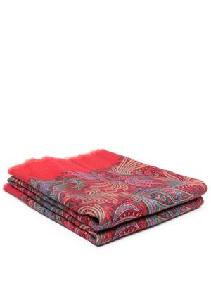 ETRO HOME small paisley-print wool blanket - Red