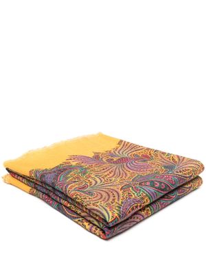 ETRO HOME small paisley-print wool blanket - Yellow