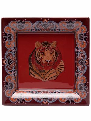 ETRO HOME Tiger-print ceramic tray - Red