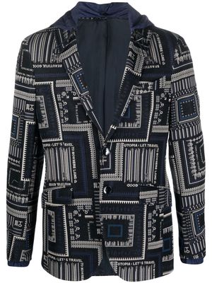 ETRO hooded jacquard blazer - Blue