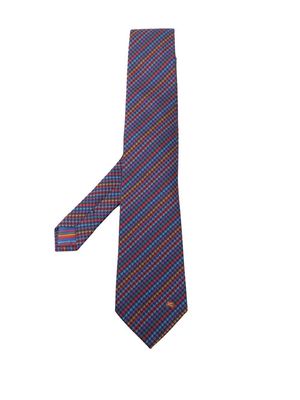 ETRO houndstooth-pattern silk tie - Blue