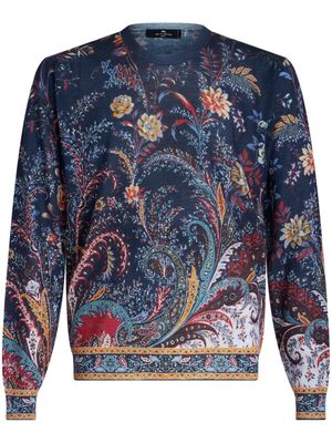 ETRO intarsia-knit cashmere blend jumper - Blue