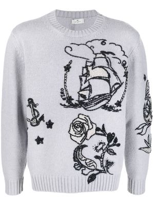 ETRO intarsia-knit jumper - Grey