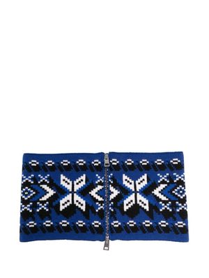 ETRO intarsia-knit zip-up neckband - Blue