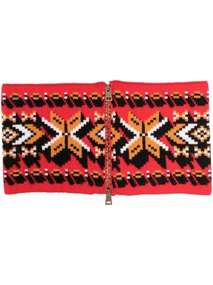 ETRO intarsia-knit zip-up neckband - Red