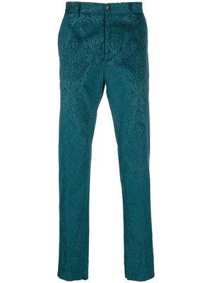ETRO jacquard-pattern straight-leg trousers - Green
