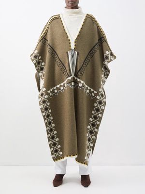 Etro - Jacquard-patterned Wool-blend Poncho - Womens - Beige Multi
