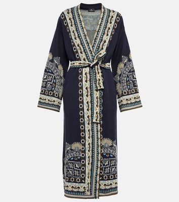 Etro Jacquard silk and linen-blend robe