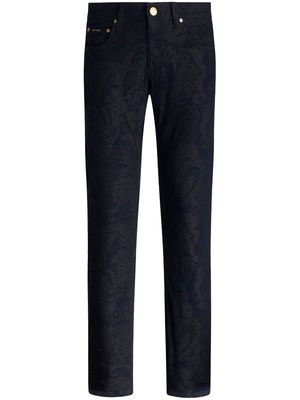 ETRO jacquard slim-legged jeans - Blue