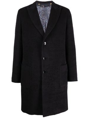 ETRO jacquard wool-cashmere coat - Blue