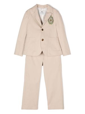 ETRO KIDS logo-embroidered twill suit - Neutrals