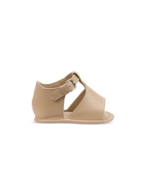 ETRO KIDS Pegaso-debossed leather sandals - Neutrals