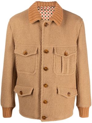 ETRO knit-trim button-up jacket - Neutrals