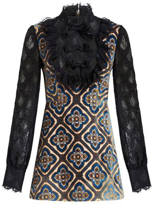 ETRO lace-detailing jacquard dress - Brown