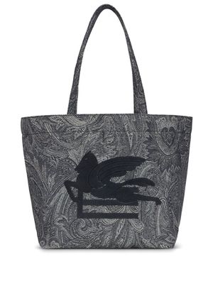 ETRO large Pegaso-motif paisley-jacquard tote bag - Black