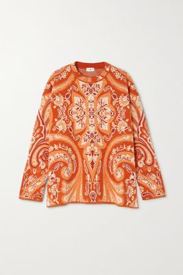 Etro - Lavinia Floral Wool-blend Jacquard Sweater - Orange