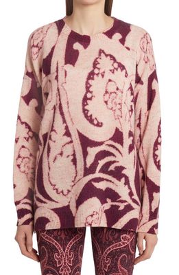Etro Lavinia Paisley Oversize Wool Sweater in Redd 601