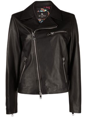 ETRO leather biker jacket - Black