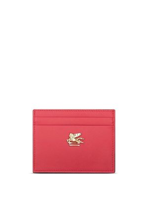 ETRO leather logo plaque card holder - Red