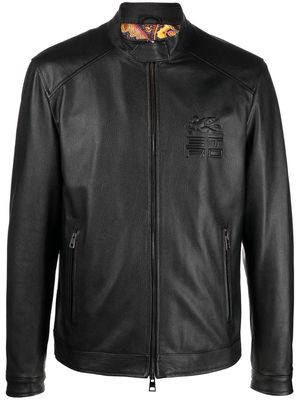 ETRO leather zip-up jacket - Black