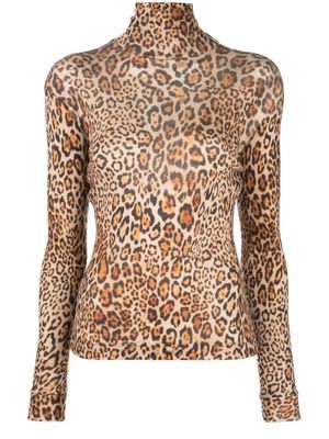 ETRO leopard-print fine-ribbed top - Neutrals
