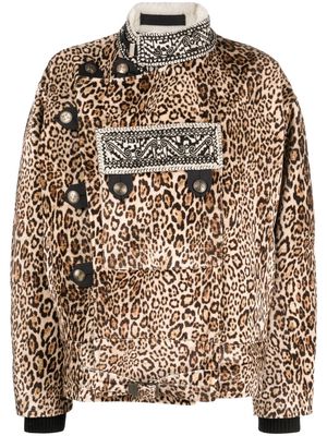 ETRO leopard print military jacket - Neutrals