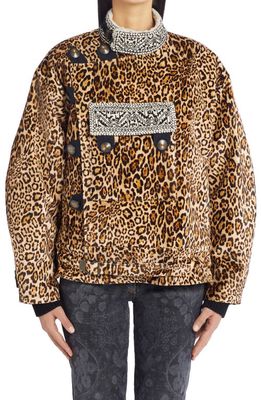 Etro Leopard Print Velvet Jacket in Beige 800