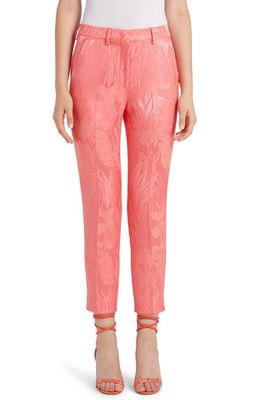 Etro Lily Floral Jacquard Ankle Straight Leg Pants in Pink