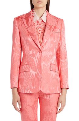 Etro Lily Floral Jacquard Single Breasted Blazer in Pink