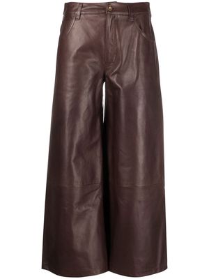 ETRO logo-embossed leather culottes - Brown