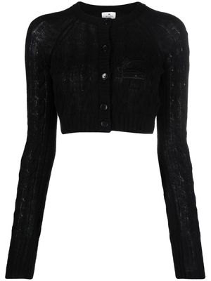 ETRO logo-embroidered buttoned cropped cardigan - Black