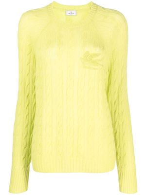 ETRO logo-embroidered cable-knit jumper - Green