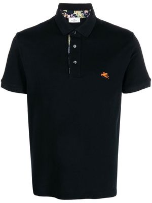 ETRO logo-embroidered cotton polo shirt - Black
